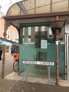 - our first location for our performance installation, Speakers Corner Lincoln High Street, 21st March 2015