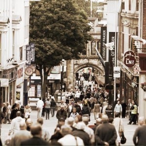 This is our site, Lincoln High Street. With its huge crowds of people passing each other by, oblivious to the world.