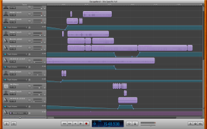 Screenshot of Garageband during the creation of the piece- April 2015
